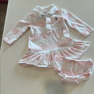 Ralph Lauren Pink and White Baby Dress Set
